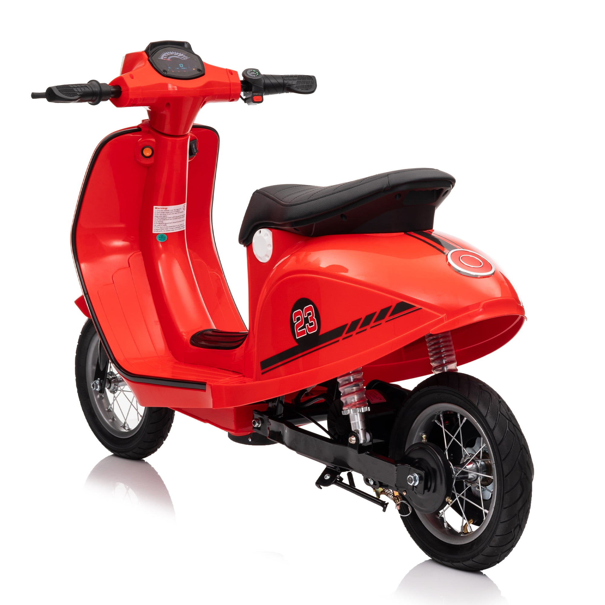 Track Seven 24V Ride on Motorcycle 250W Electric Motorcycle,  Max Speed 10 Mph, Twist-Grip Throttle,  2 Speeds, MP3 Player, Bluetooth, Ride on Toy Car for Boys Girls Age 8+, Red
