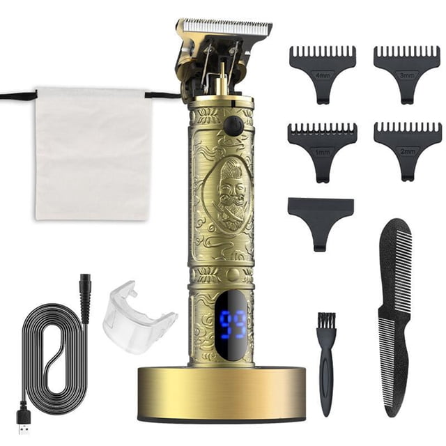 Retro Engraving All Metal Hair Clipper LCD Display Fast Cutting Shaving Haircut Professional Styling