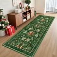 thumbnail image 4 of Christmas Rug 19.69x70.87 Inch, Washable Hallway Christmas Runner Rug, Non-Slip Low-Pile Soft Kitchen Rug, Vintage Xmas Holiday Decor Throw Entry Foyer Mat for Entrance Laundry Living Room, Green, 4 of 7