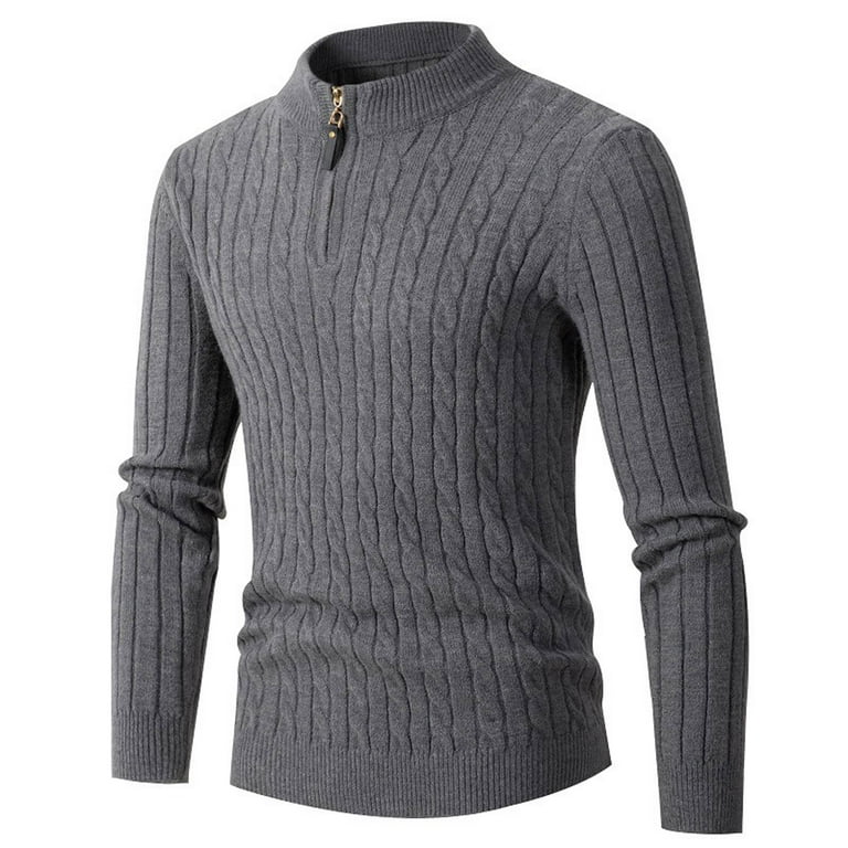 Mens Sweater Men'S Long Sleeve Shirts Men's Half Turtleneck Zip