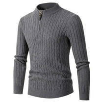 Aloohaidyvio George Mens Half Turtleneck Zip Knit Sweater Long Sleeve Rib Bottom Hem Shirt