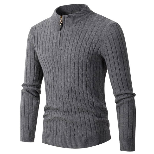 EGNMCR Chandail à Col Roulé pour Hommes, Chandails pour Hommes Chandail Demi-Col Roulé à Fermeture Éclair en Tricot Manches Longues Ourlet Côtelé Chandail pour Hommes
