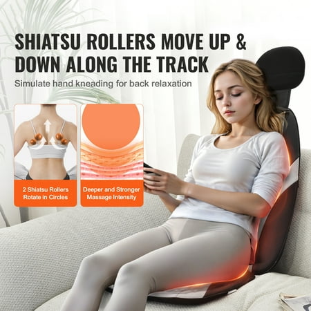 SKYSHALO Shiatsu Massage Cushion with Warming Function, Featuring Dual Back Rollers and Dual Seat Vibrators, Offers a Relaxing Massage Experience with 5 Vibration Settings for Office or Home Use