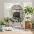 thumbnail image 3 of Linon Kipling Modern Oval Indoor Outdoor Rattan Egg Chair, Gray, 3 of 9
