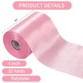 thumbnail image 2 of 4 Inch x 22Yards Wide Pink Satin Ribbon Solid Fabric Large Ribbon for Cutting Ceremony Kit Grand Opening Chair Sash Table Hair Car Bows Sewing Craft Gift Wrapping Wedding Party Decoration, 2 of 6