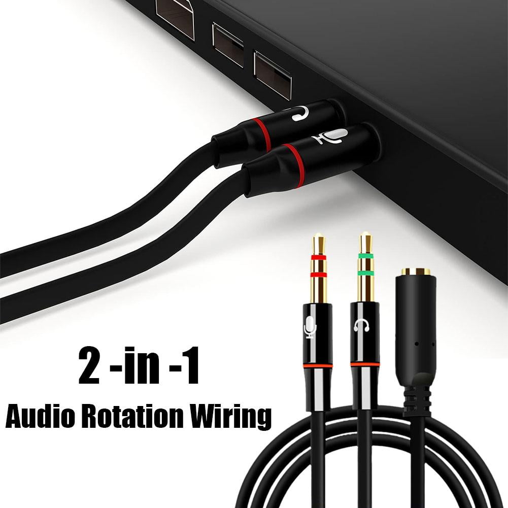 Headphone Splitter Adapter, 3.5mm Mic Cable for Computer, Headset 3.5mm Female to 2 Male Microphone Audio Stereo Jack, Earphones Adapter for PC Laptop Gaming