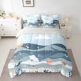 thumbnail image 2 of Manfei Kawaii Cartoon Whale Twin Bedding Sets 7-Piece for Teens, Marines Ocean Waves Bedding Comforter Set, Blue Marine Sky Reversible Sheet Sets, Lightweight Room Decor, 2 of 7