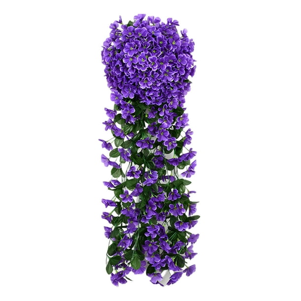Ramo reutilizable para colgar en la pared de flores violetas artificiales ( ) Azul Púrpura