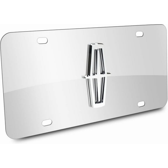 Au-Tomotive Gold, INC. Compatible With Lincoln 3D Logo Chrome Stainless Steel License Plate,Chrome,12"x6"