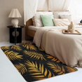 thumbnail image 3 of Washable Rugs 2x3 Palm Leaf Rug & Home Decor - Front Door Mat Indoor Entrance, Tropical Rugs for Entryway, Non Slip Soft Low Pile Small Area Rug, Black and Gold Carpet & Room Decorations X-&587, 3 of 7