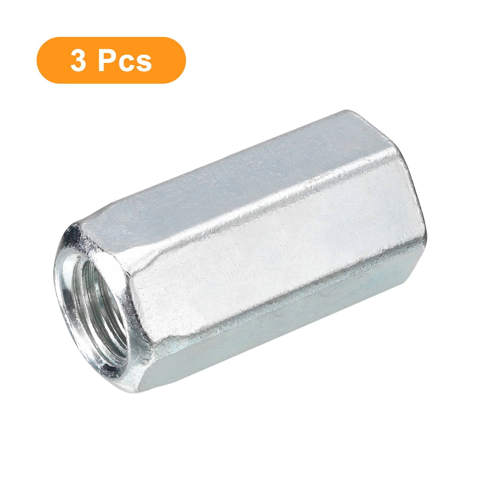 3pcs M20x30x60mm Coupling Nuts - Galvanized Carbon Steel Hex Threaded Rod Coupler for Furniture, Electronic, Industrial
