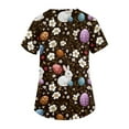 thumbnail image 5 of OIOLOYJM Easter Scrubs Tops for Women Happy Medical Bunny Eggs Print Tops Short Sleeve V Neck Shirt Soft Oversized T Shirts with 2 Pockets Coffee XL, 5 of 5