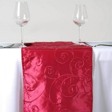 

Efavormart Bienvenue Fancy Swirls Table Runners Taffeta w/ Embroider For Weddings Parties Fit Rectangle and Round Table Fushia