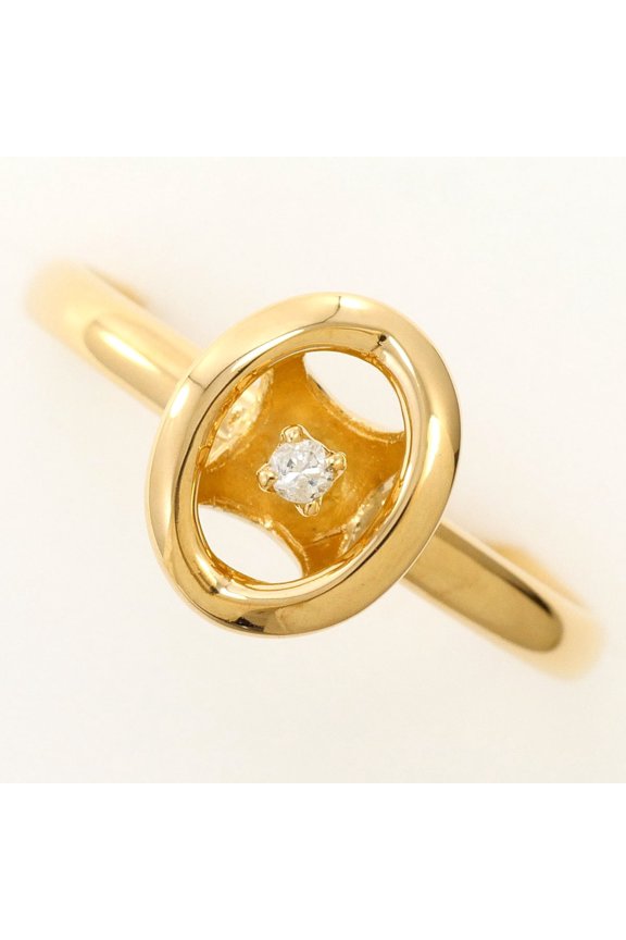 Pre-Owned 18K (18-karat) yellow gold ring with 1 diamond (no carat marking), total weight 2.6g,...