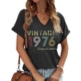 thumbnail image 2 of Women's Vintage 1976 Print T-Shirt V-Neck Short Sleeve Casual Summer Basic Tee, 2 of 4