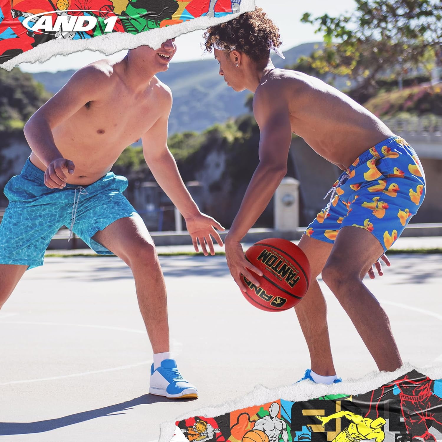 AND1 Fantom Rubber Basketball: Official Regulation Size 7 (29.5 inches), Deep Channel Construction, Indoor/Outdoor Use