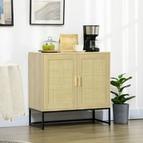 YKITRD Accent Cabinet Buffet Cabinet with Rattan Doors Adjustable Shelf