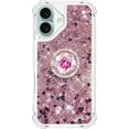 thumbnail image 2 of Case for iPhone 16, iPhone 16 Case Glitter with Ring Holder Stand,Clear TPU Cute Love Moving Quicksand Sparkle Shockproof Liquid Phone Case for iPhone 16 6.1 inch Rose Gold YBZ, 2 of 14