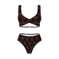 thumbnail image 4 of Rocae Red Snake for Bikini Set for Women Two Piece Sexy High Swimsuits Split Crossover Bikini Large, 4 of 9