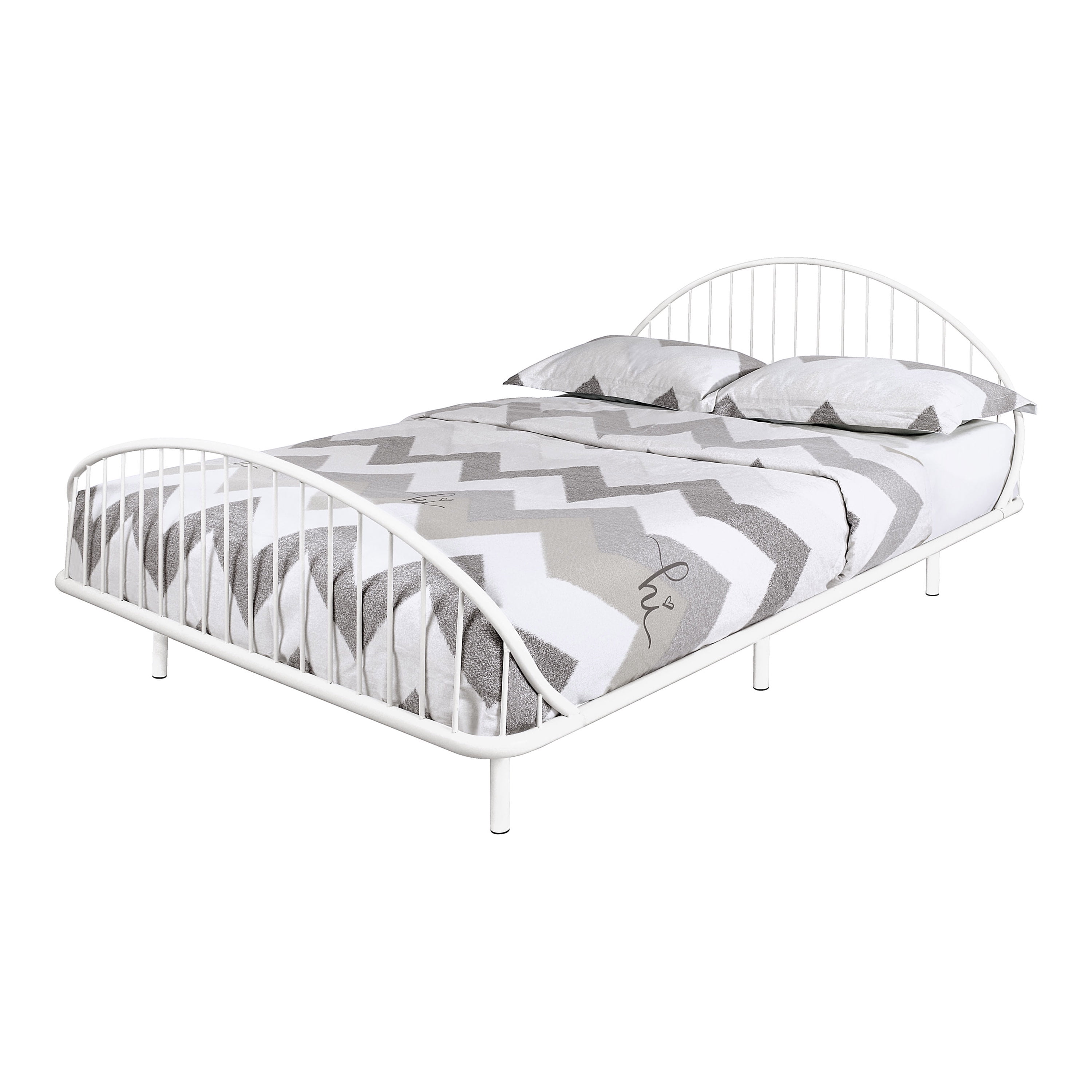 Furniture of America Arno Full Metal Panel Bed with Sand Power Coating, White