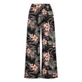 thumbnail image 7 of MYAOYI Women's Tropical Floral Palm Print Wide Leg Pants, Smocked High Waist Palazzo Trousers with Pockets, 7 of 7