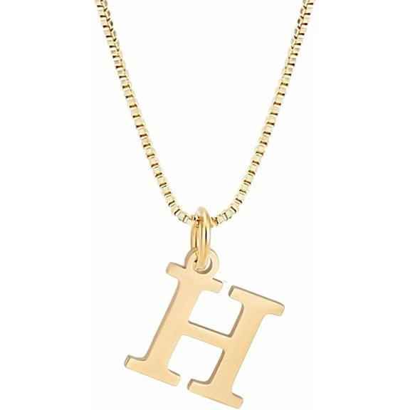 Golden Initial Necklace for Women Dainty 304 Stainless Steel Letter A-Z Pendant Necklace 18"with 2"extender Box Chain Necklace Personalized Monogram Name Necklace for Women Trendy diy Letter H