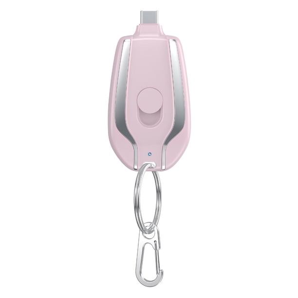 5V 1500mah Llavero Power Bank Wireless Mini Cargador portátil (Rosa Tipo-C)