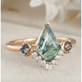 thumbnail image 3 of Kite Shape Natural Moss Agate and Lab-Created Moissanite, Alexandrite Solitaire Engagement Ring in 925 Sterling Silver for Women – Unique, Elegant, and Timeless, 3 of 5