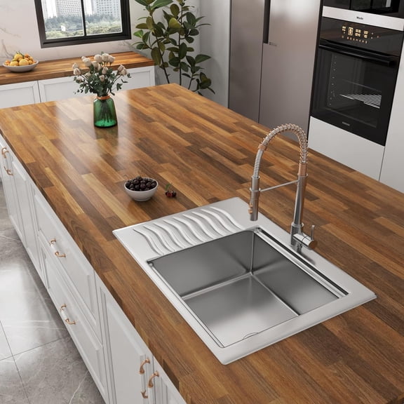 Butcher Block Contact Paper for Countertops Peel and Stick Waterproof 17.7"X118" Brown Wood Contact Paper for Cabinets Drawers Furniture Self Adhesive Wood Wallpaper Wood Grain Contact Paper