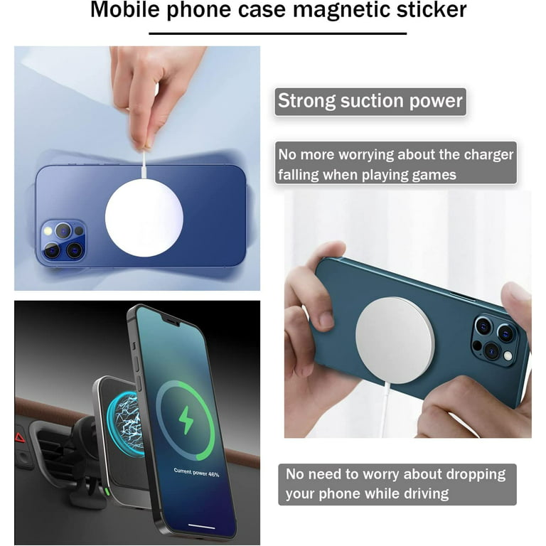 2pcs Mgesafe Magnet Sticker, Magnetic Phone case Sticker, Compatible with  MagSafe Accessories and Qi Wireless Charger, Suitable for All Smart Phones