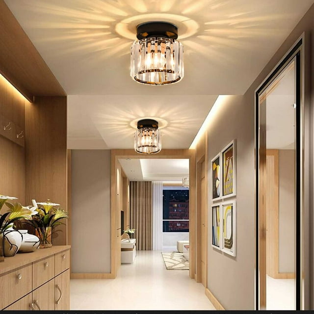 Meitianfacai Chandelier Light Ceiling Lamp, Corridor Lights Balcony Porch Lights Entrance Lights Luxury Modern And Crystal Lights Nordic Light In The Bedroom Ceiling Lights.,Black