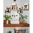 thumbnail image 2 of Cute Highland Cow Bathroom Framed Wall Art Funny Animal Rustic Canvas Prints for Bathroom Restroom Decor 8x10in (Framed), 2 of 6