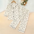 thumbnail image 2 of Cathalem Pajamas Petite Toddler Kids Baby Girl Sleepwear Cartoon Printed Nightwear Cotton Long Sleeve Shirt Pants Sets Black 3-4 Years, 2 of 4