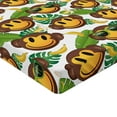 thumbnail image 2 of Ambesonne Emoji Fitted Sheet, Cheery Monkeys Banana Lover, Full Size, Fern Green Brown Orange, 2 of 3