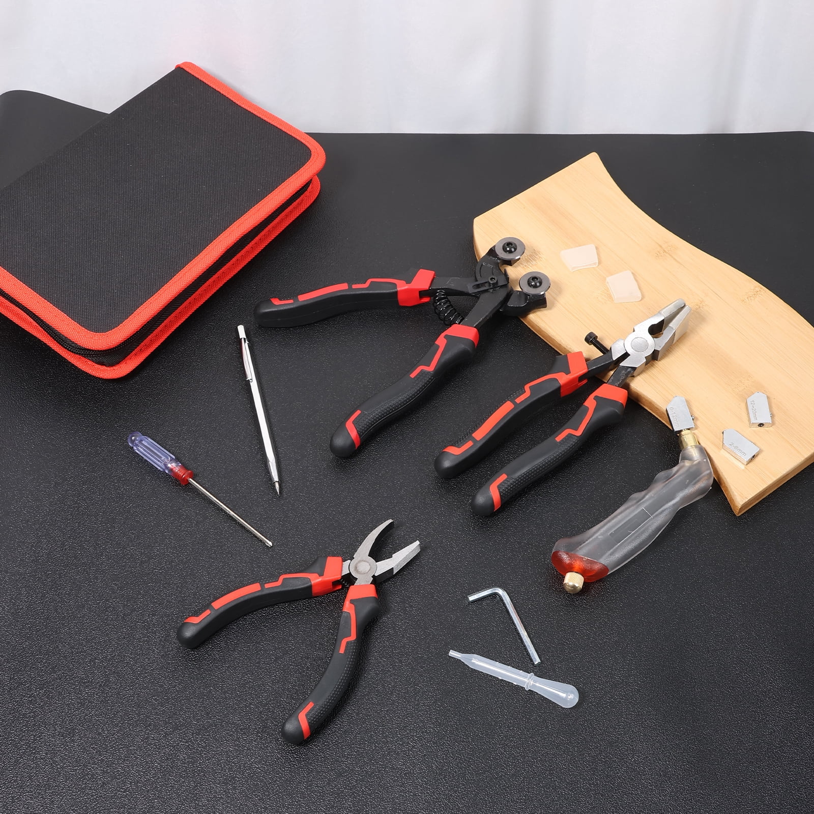 TMWEFUSC 12Pcs Glass Cutter Set Professional Glass Breaker and Running Pliers Set with 3 Cutting Heads Drip Tube for Mosaic Tiles Mirror