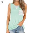 thumbnail image 1 of Camiseta Mujer Sin Mangas Tank Top Pocket Camiseta De Algodón, Encaje, Azul Claro, S Yuarrent AP001700-11, 1 of 5