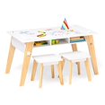 thumbnail image 1 of Wildkin Kids Arts and Crafts Table Set for Boys and Girls, Mid Century Modern Design Craft Table Includes Two Stools, Paper and Storage Cubbies Underneath Helps Keep Art Supplies Organized (White), 1 of 5
