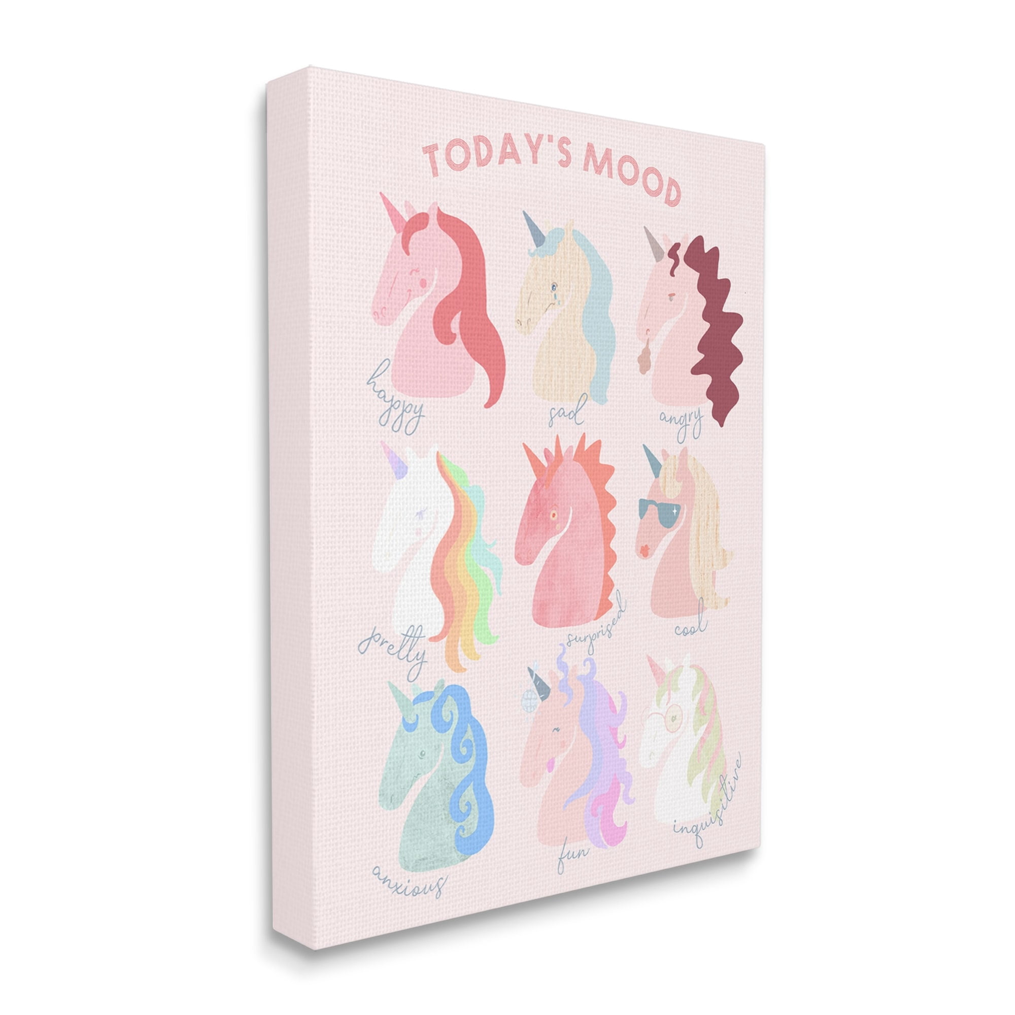 Stupell Industries Todays Mood Chic Trendy Unicorns Feelings in Style Canvas Wall Art, 36 x 48, Design by Lil' Rue
