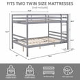 thumbnail image 2 of YYAo Bed Frame,Bedroom Bed Frame,Full over Full Bunk Bed with Ladder,Wooden Bunk Bed with High Guardrail and Ladder,No Box Spring Needed,Grey, 2 of 12