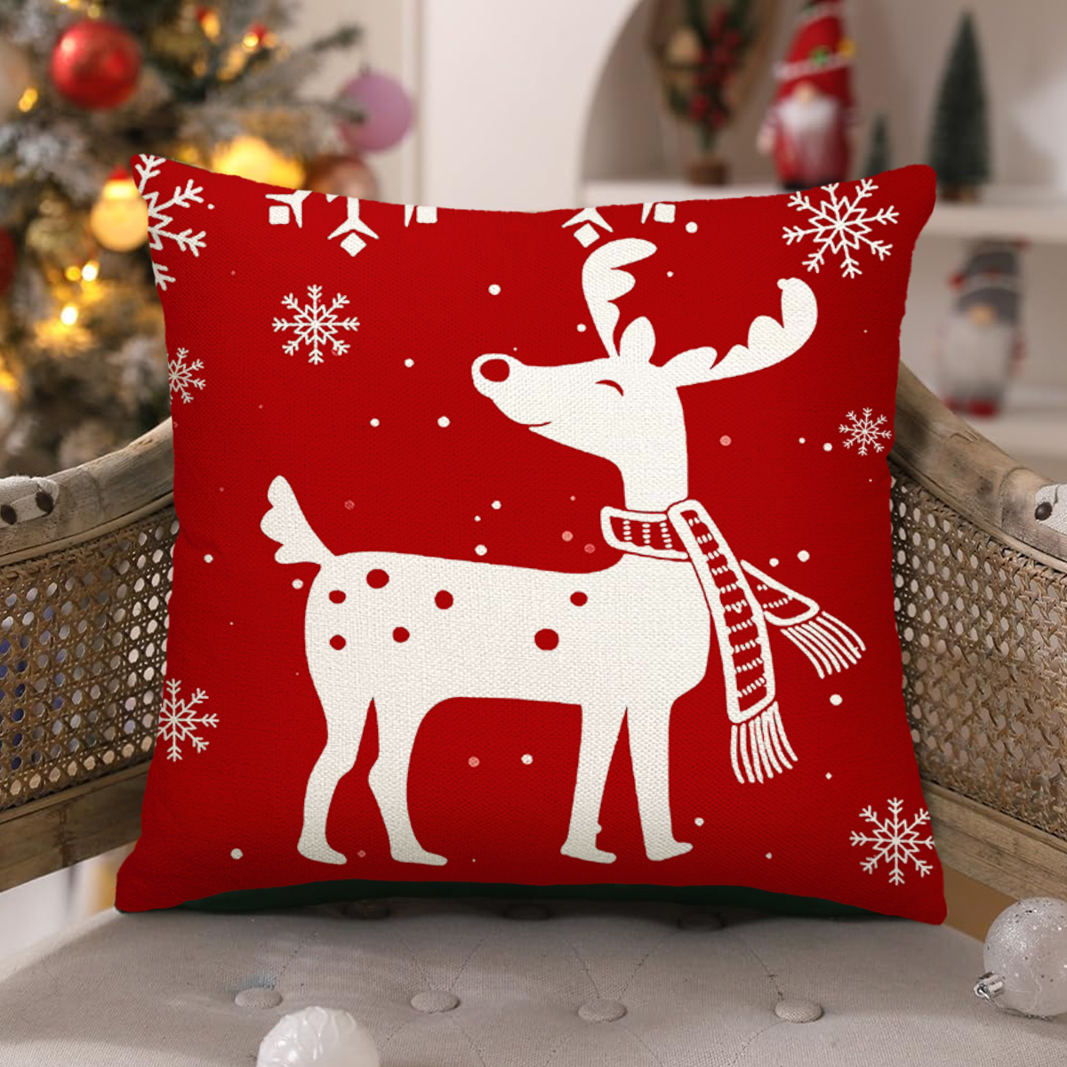 Sanmadrola Christmas Throw Pillow Covers Set of 4, Red photo 8
