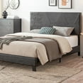thumbnail image 3 of Queen Size Black PU Upholstered Platform Bed Frame with Wood Slat Support, Modern Style for Comfortable Bedrooms, 3 of 6