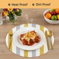 thumbnail image 4 of Orange Grey Striped Round 15 Inch Placemats Set of 6, Geometric Vertical Stripes White HeatResistant Non Slip Place Mats for Dining Table, Wipeable Braided Kitchen Table Mats for Housewarming, 4 of 9