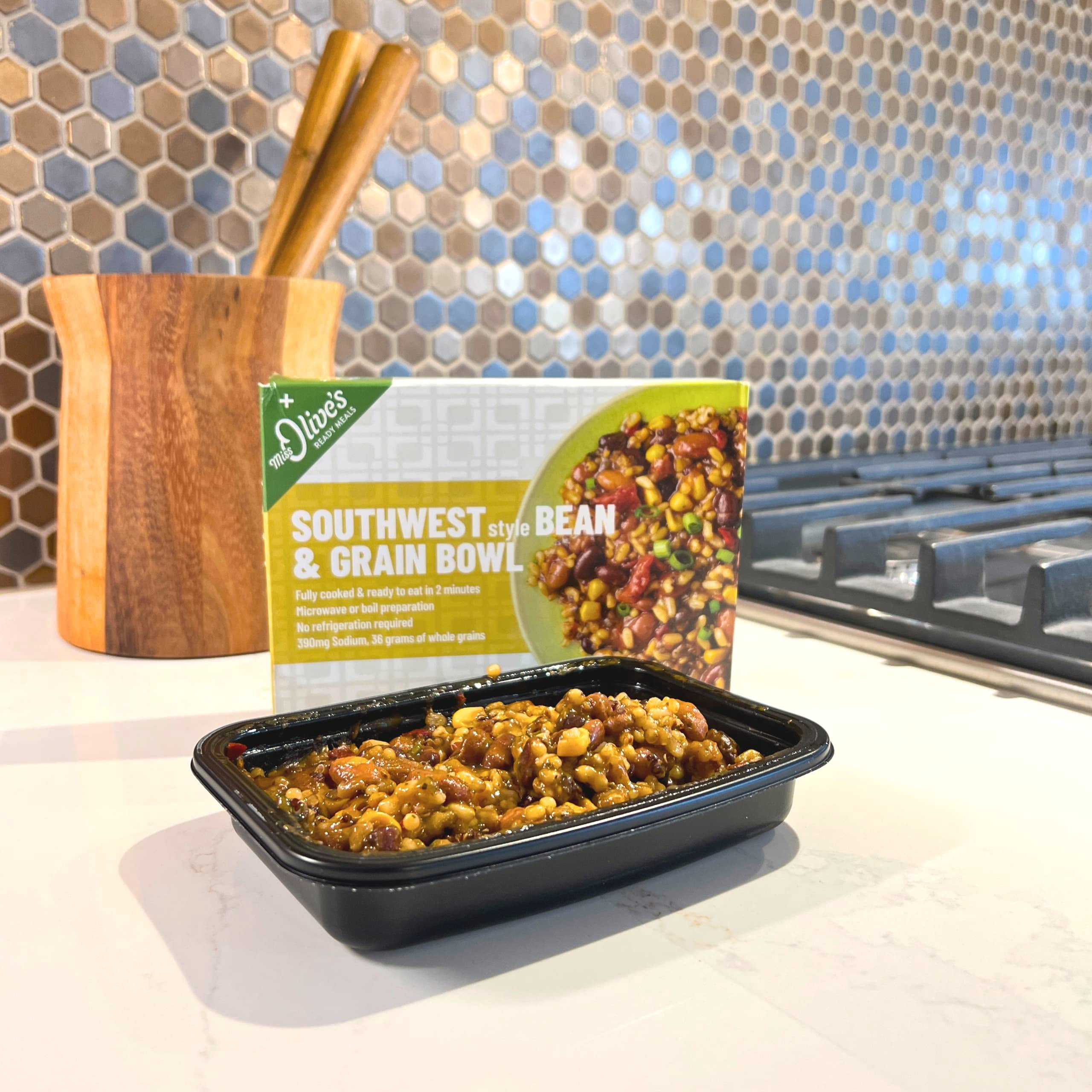Miss Olives Southwest Style Bean & Grain Bowl Lower Sodium Microwavable Ready Meal Great for Portion Control, 7 ounce (Pack of 12)