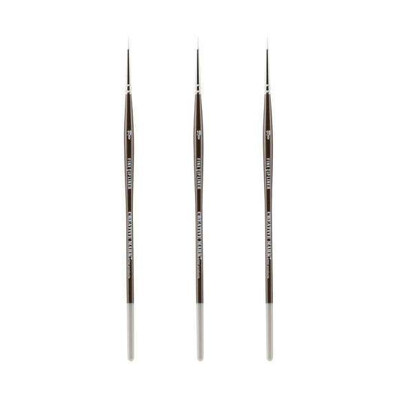 Creative Mark Fine Tip Liner Paint Brush Ultra Fine Detail Soft Hair Paint Brush For Watercolor, Gouache, Inks, Acrylic, Oils, Technical Artists, and Illustrators - [Size 10x0 - 3 Pack]