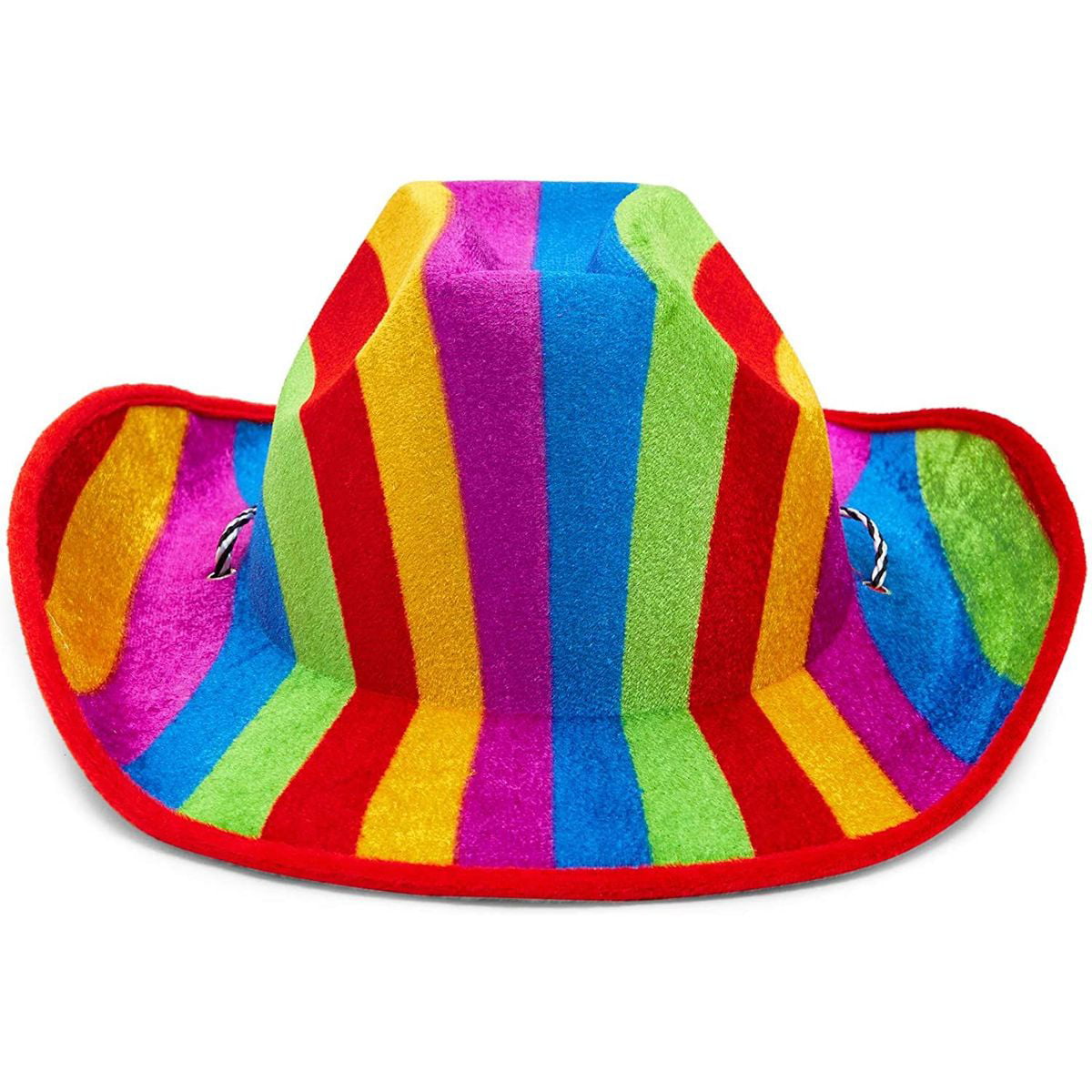 FANCY DRESS RAINBOW COWBOY HAT GAY PRIDE ADULTS FELT PACKS OF 1/2/3/4 