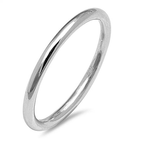 - Thin Stackable Rounded Wedding Ring ( Sizes 2 3 4 5 6 7 8 9 10 ) New .925 Sterling Silver Band Rings by Sac Silver (Size 9)