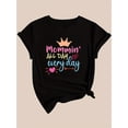 thumbnail image 4 of Women's Day Happy Every Day Letter Print Black Women's Casual Fashion Top Round Neck Short Sleeve T-Shirt, 4 of 7