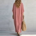 thumbnail image 4 of Aimik Women's V-Neck Striped Dolman Sleeve Maxi Dress Casual Loose Fit Beach Cover-Up Kaftan Summer Dresses for Women, 4 of 5