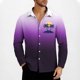 thumbnail image 1 of Blusa y camisa de manga larga con cuello vuelto para hombre, estilo casual, a la moda, con botones estampados, blusa de manga larga con cuello vuelto, camisetas de poliéster para hombre, 1 of 5