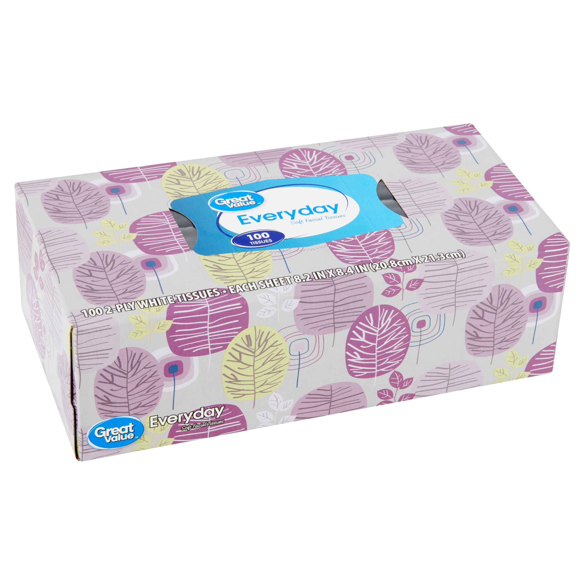 Great Value Everyday Soft Facial Tissues, 100 count